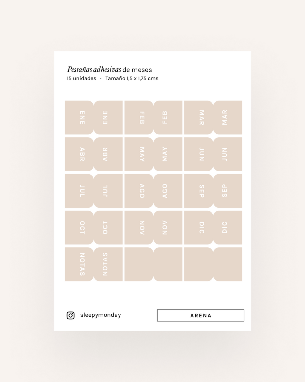 Marcadores adhesivos de meses