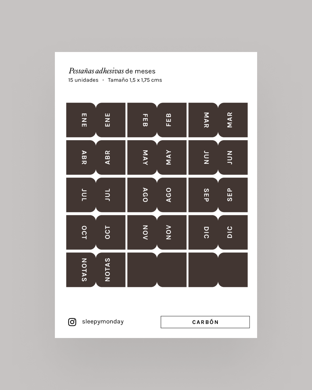 Marcadores adhesivos de meses