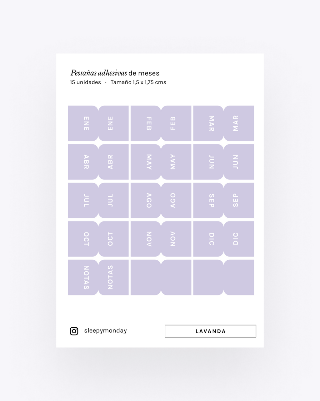 Marcadores adhesivos de meses