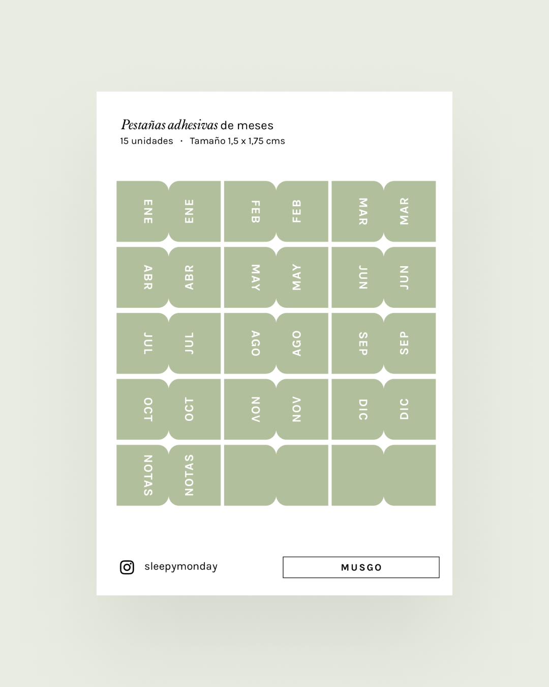 Marcadores adhesivos de meses