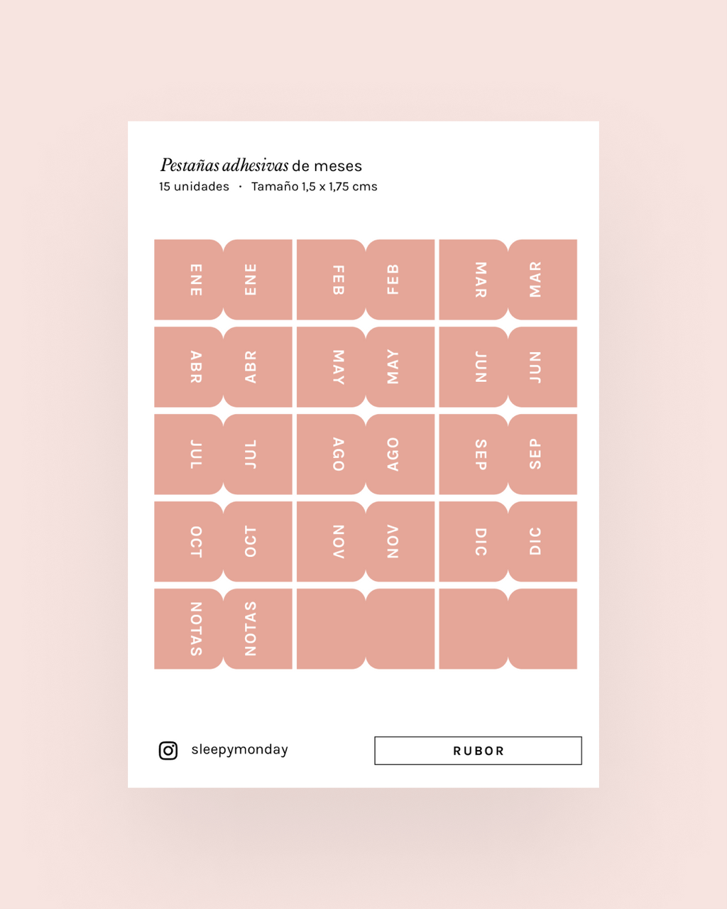 Marcadores adhesivos de meses