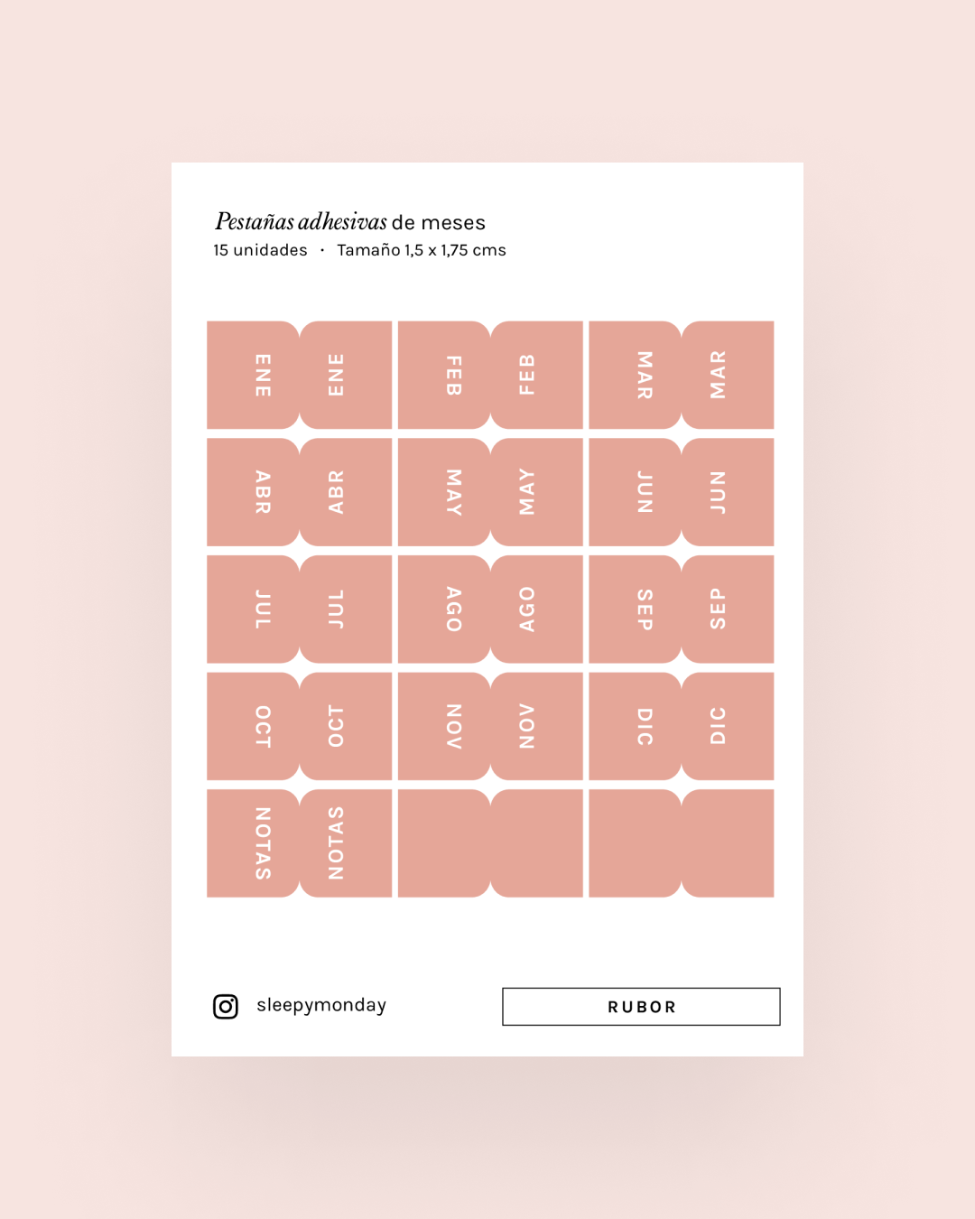 Marcadores adhesivos de meses