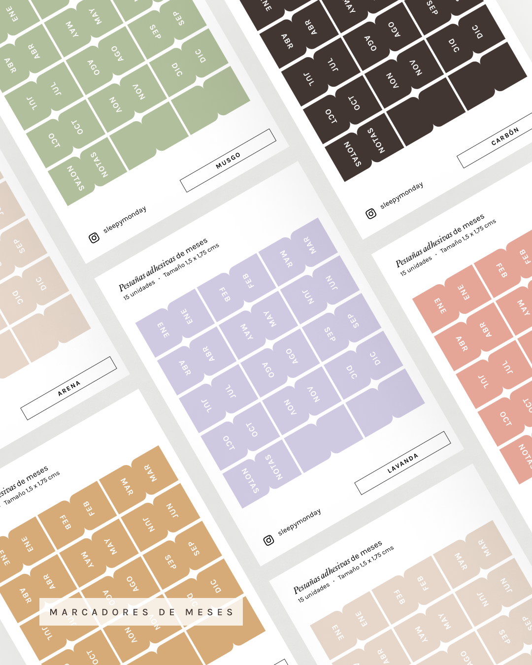 Marcadores adhesivos de meses